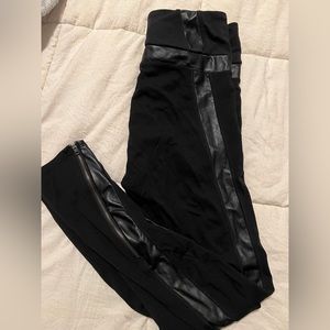 Athleta Work Leggings - Leather Side Panel with Zipper - High Waisted